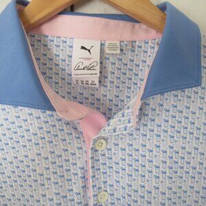 Arnold Palmer X Puma Golf Polo Shirt XL X Large Blue White Cocktail Drink Print